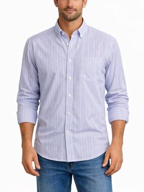 Teddy Stratford NYC Men’s Striped Linen Cotton Button Up Shirt Size 3 M/L